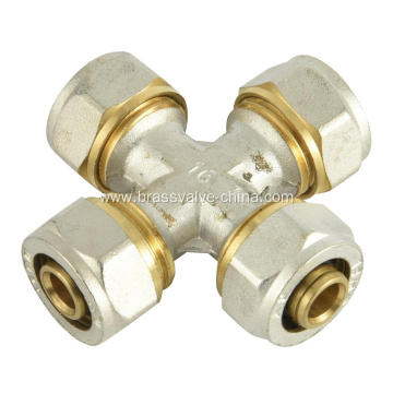 Brass compression cross fitting